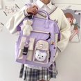 thumbnail image 3 of Women Fashion Contrast Color Backpack Travel School Large Cute Knapsack (Green), 3 of 9