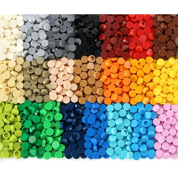 Custom 1×1 Round Flat Tiles 2200PCS Bricks MOC Parts and Pieces, 22 Colors Bulk Studs Building Accessories for Smooth Surface, Mosaics and Pixel Art Toy Dots Compatible with Major Brands 98138