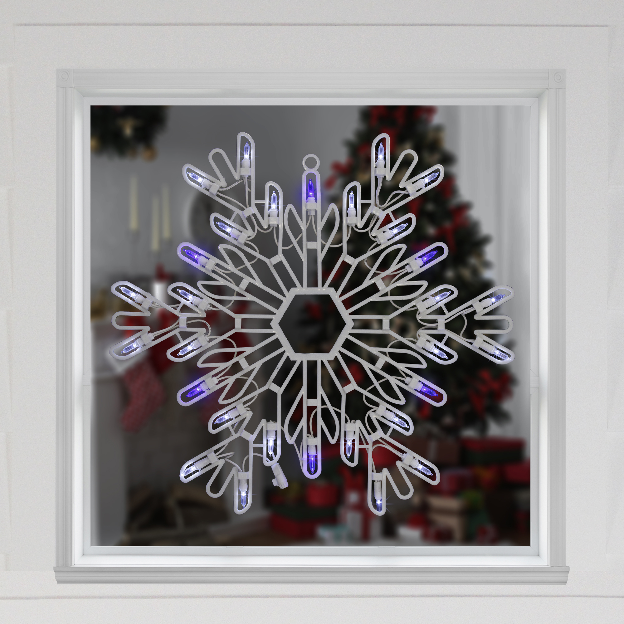Northlight 15" LED Lighted Pure White and Blue Snowflake Christmas Window Silhouette Decor - image 2 of 6