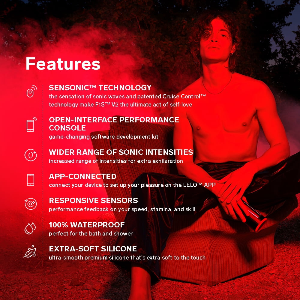 LELO F1S V2 Vibrating Penis Sleeve App Connected Automatic Male Masturbator, Red