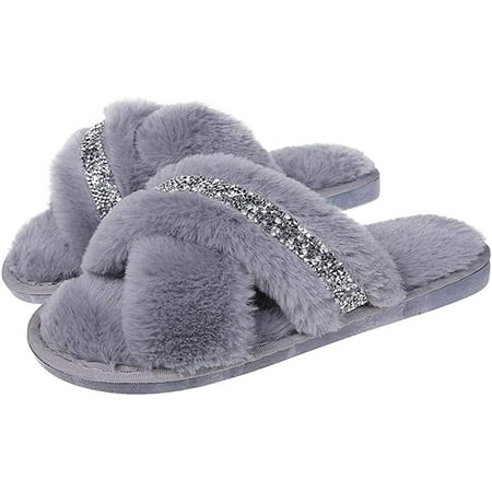 

CoCopeaunt Women s slippers Plush slippers Winter slippers Open-toed slippers Warm slippers Cross slippers Home slippers