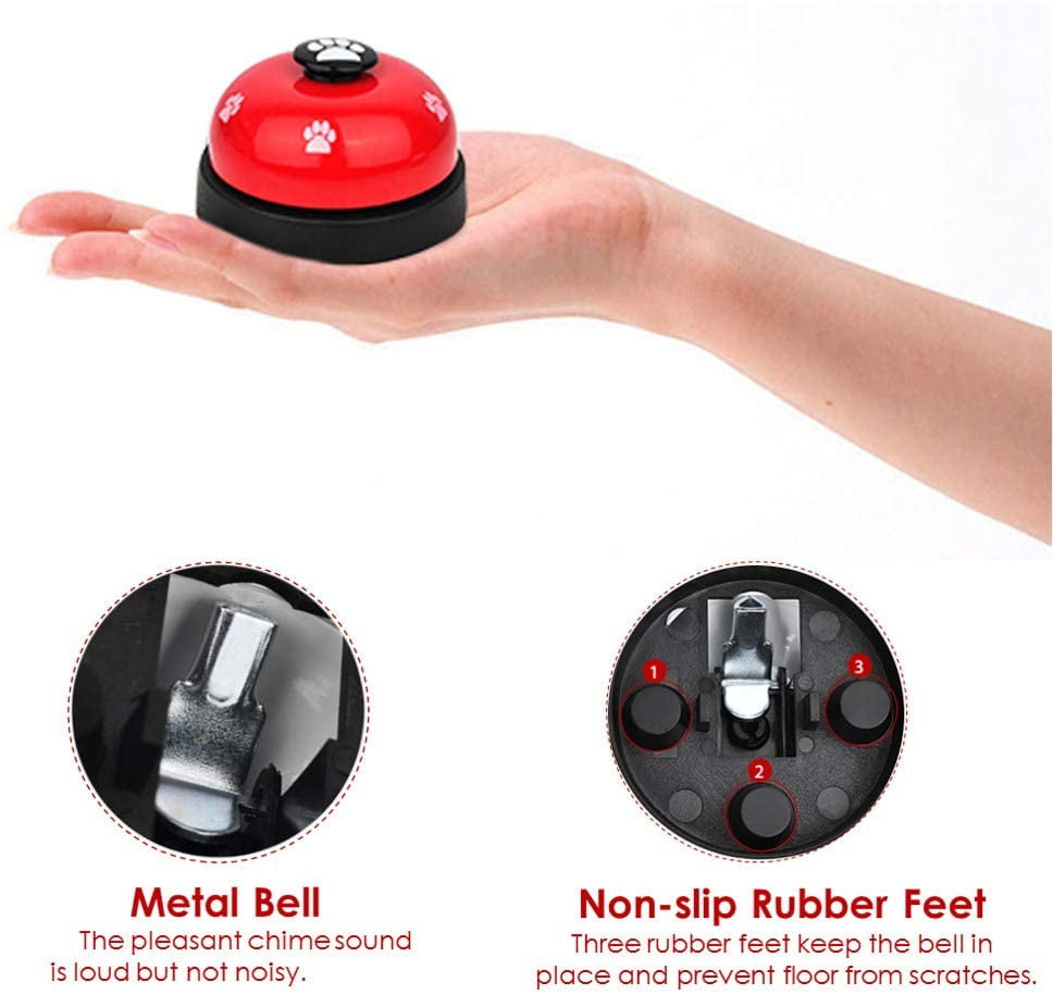 2 Pack Metal Bell Dog Training with Non Skid Rubber Bottoms Dog Door Bell for Potty Training Clear Ring Pet Tool Communication Device for Small Dogs Cats SlowTon Pet Bell 