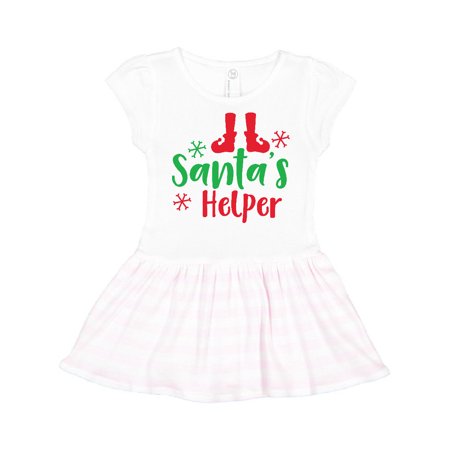 

Inktastic Santa s Helper Elf Shoes Christmas - Red Green Gift Toddler Girl Dress