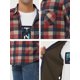 thumbnail image 5 of Chaqueta de Camisa a cuadros Unique Bargains occidental invierno manga larga botones gruesos forro polar rojo azul L, 5 of 5