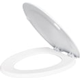 thumbnail image 7 of Elongated Easy Clean Closed Front Heavy Duty Plastic Toilet Seat with Cover in White, 7 of 7