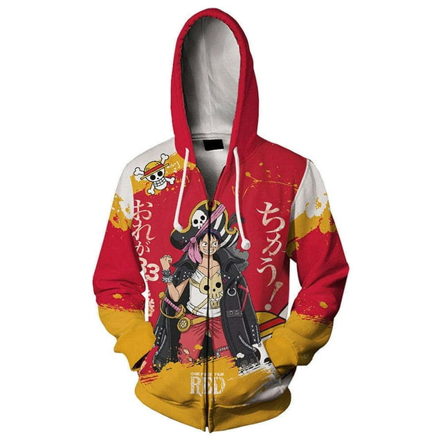 One Piece Cardigan à Capuche à Fermeture à Glissière Imprimé 3D Anime