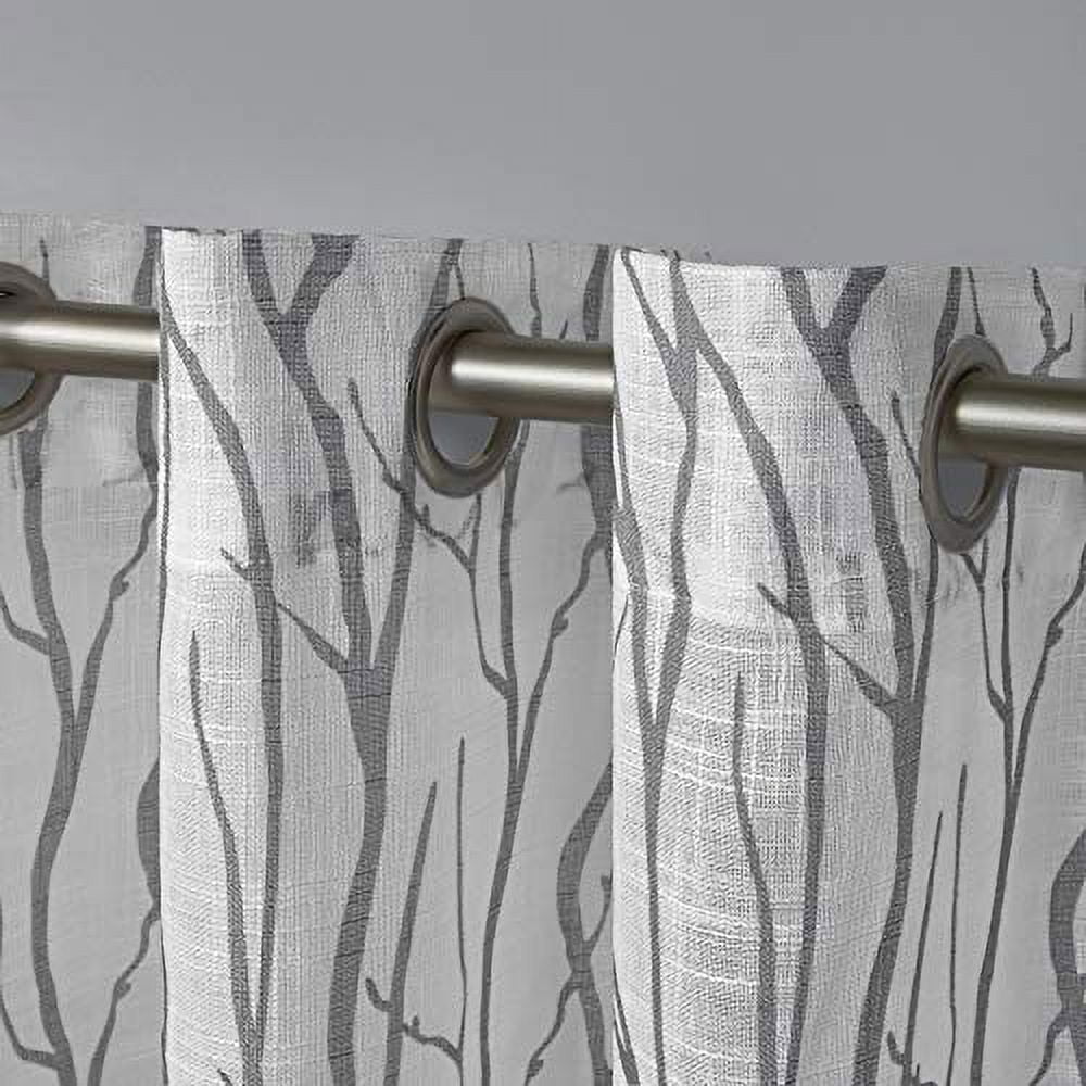 Exclusive Home Oakdale Light Filtering Semi-Sheer Textured Linen Grommet Top Curtain Panel Pair, 54"x84", Dove Grey