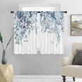 thumbnail image 2 of Blue Leaves Plant Kitchen Curtains 27.5W x 39L Inch Botanical Wood Wooden Rustic Farmhouse Eucalyptus Rod Pocket Short Cafe Tier Small Window Treatment Drapes Decor 2 Panels, 2 of 5