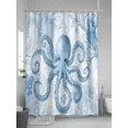 thumbnail image 5 of Fsddascl Blue Octopus Shower Curtain Set - Long 72" x 84" Washable Bathtub Curtain with 12 Hooks, Summer Watercolor Ocean Coral Waterproof Fabric Stall Shower Curtains for Bathroom/Bathtub Décor, 5 of 6