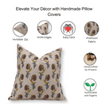 thumbnail image 5 of Fabdivine Block Print Throw Pillow Cover, 22x22 Inch Pure Linen Handmade Cushion Cover, Floral Print Boho Design Brown Pillow Cover for Sofa and Couch, 5 of 5