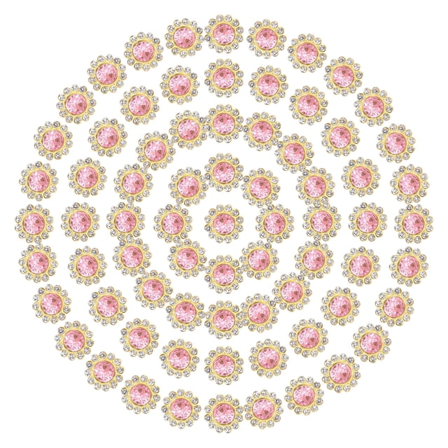 12mm Sunflower Diamond Sew on Rhinestones, 150 Pcs Rhinestone Sequin Embellishments Crystal Glass Metal Base for Bedazzling, Light Pink