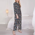 thumbnail image 3 of Fuzoiu Garden Gnomes Print Women's Long-Sleeved Pajama,Lounge Button Down Nightwear,Womens Notch Collar Pajama Set-Medium, 3 of 7