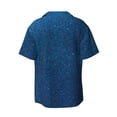 thumbnail image 6 of Lsque Deep Blue Glitter print Men's Cuban Collar Short Sleeve Shirt Summer Beachwear Casual Button Down Fashionable Vacation Leisure Shirt-Large, 6 of 7