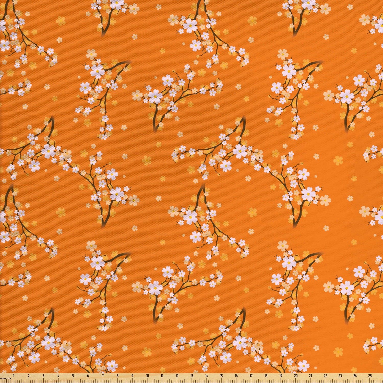 Floral Fabric by The Yard, Blooming Cherry Tree Flowers on Branches
