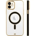 thumbnail image 5 of for iPhone 12 Case Plating Magnetic Crystal [ Support for Magsafe ] Luxury Case Camera Protector Shockproof Protective Anti-Skid Edge Cover Screen Protector Cover Phone Case -Black, 5 of 11