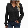 thumbnail image 1 of WUANDIXFA Blouses pour Femmes Chic Chemises à Manches Longues pour Femmes Tuniques à Col Rond Hauts Tenue de Bureau Décontractée Coupe Automne Chandails Légers Vêtements Mode Noir,2TG, 1 of 1