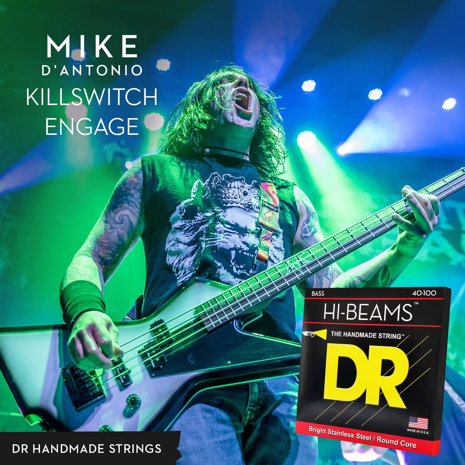 DR Strings Hi-Beams Stainless Steel 5-String Bass Strings X-Long Scale (45-65-85-105-125)