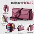 thumbnail image 3 of Dteck for Samsung A34 5G Case with RFID Blocking Wallet Case for Women Men, Shockproof PU Leather Magnetic Flip Strap Zipper Card Holder Phone Case,Winered, 3 of 6