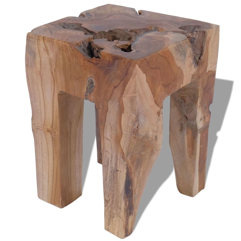 Kepooman 11.8" Modern Solid Teak Wood Square Side Accent Table Plant Flower Stand for Patio Living Room Bedroom, Brown