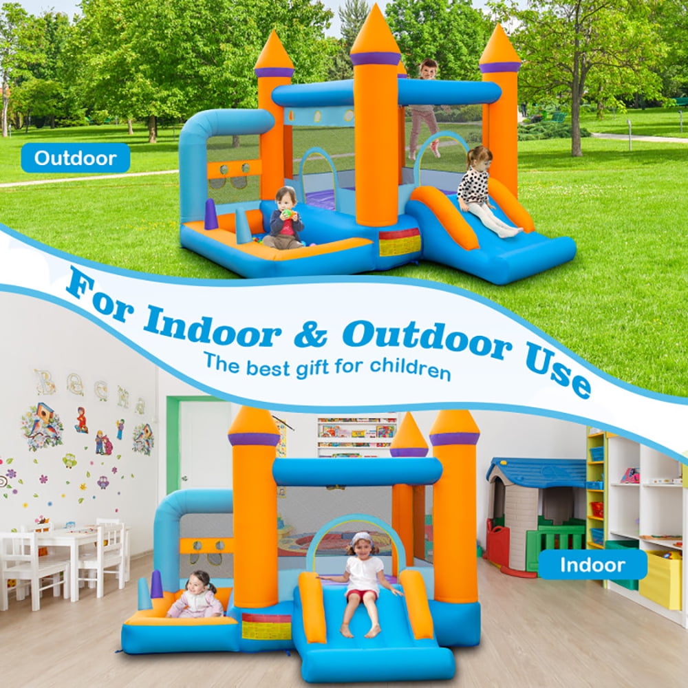 Aimee Lii 5-in-1 Inflatable Bounce Castle with Ocean Balls and 735W Blower, Playhouse for Kids Outdoor