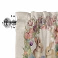 thumbnail image 2 of Valances for Windows Easter Cute Bunny Spring Floral Rod Pocket Short Curtain for Bathroom Living Room Bedroom Watercolor Egg Flower on Flax 1 Panel 54x18in, 2 of 9