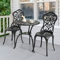 thumbnail image 3 of Nuu Garden 3 PCS Outdoor Bistro Set, Patio Bistro Set with 2 Chairs, Round Table with Umbrella Hole, All-Weather Outdoor Patio Bistro Set, Black, 3 of 10