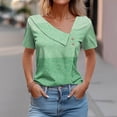 thumbnail image 2 of FAIWAD Women Summer Tops Short Sleeve Irregular V Neck Button T-Shirts Geometric Color Block Print Tees Blouses, 2 of 5