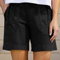 thumbnail image 2 of Women's Linen Casual Shorts with Elastic High Waist, Loose Drawstring Summer Beach Bottoms with Pockets, Solid Color Breathable Lounge Pants for Vacation and Travel, 2 of 7