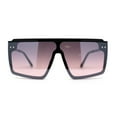 thumbnail image 1 of Retro Flat Top Shield Oversize Half Rim Rimless Sunglasses Black Gunmetal Burgundy Mirror, 1 of 4