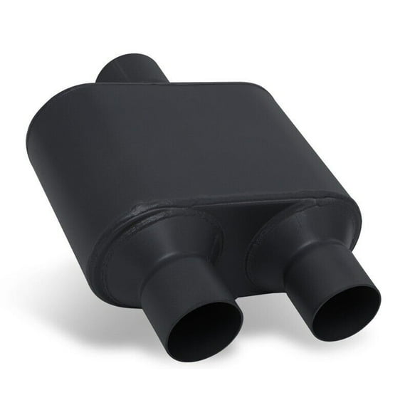 EPA Black 2.5" Inlet/Dual Outlet Stainless Steel Chambered Exhaust Muffler