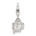 thumbnail image 4 of 925 Sterling Silver Solid Polished Fancy Lobster Closure Green Enameled Four Leaf Clover Charm 23x9mm Wide Pendant Neckl, 4 of 4