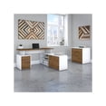 thumbnail image 2 of BBF Jamestown - Table with 2-drawer lateral file cabinet - L-shaped - fresh walnut - white base, 2 of 8
