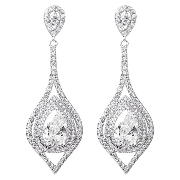 Believe by Brilliance™ Women's Sterling Silver Pear Teardrop Cubic Zirconia Earrings