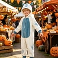 thumbnail image 3 of Boys Girls Cartoon Dragon Cosplay Pajamas, Full Zip Loose Animal Playsuit, Warm Fleece for Halloween Costume Parades Sky Blue 100, 3 of 4