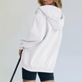 thumbnail image 3 of Ogiraw Womens Tops Jackets for Women Zip Up Jackets for Women Women's Fall Jacket Oversized Pocket Sweatshirt Casual Drawstring Clothing Zipper Track Jacket Solid Color Long Sleeve Hooded Top White, 3 of 7