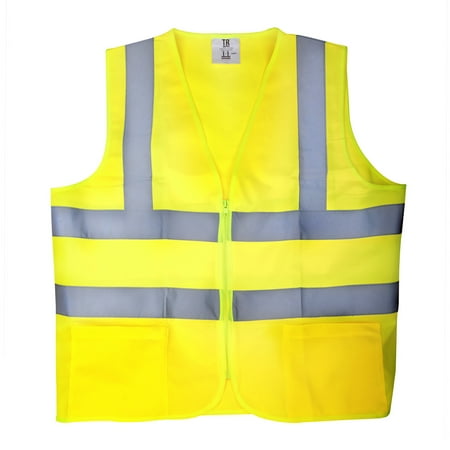 

TR Industrial Yellow Mesh Safety Vest Size Small 2-Pocket with Zipper Pack of 5