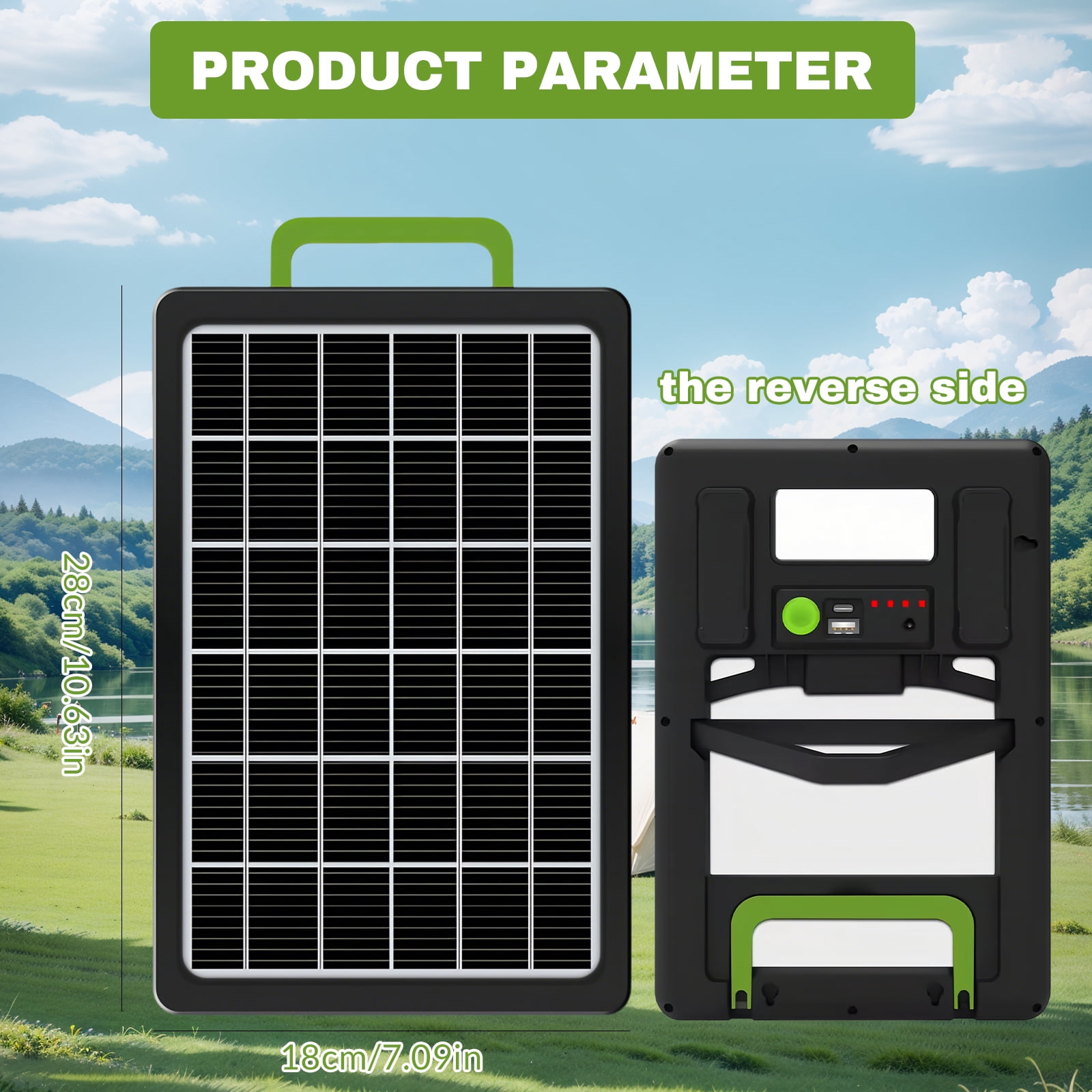 Kepeak 15W Foldable Solar Panel with USB-A/USB-C, 1-to-5 Cable, and LED Light – Lightweight, Waterproof for Mobile Phones