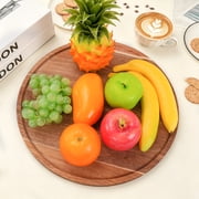 Round Wood Tray, Wooden Serving Tray, Acacia Plates, Appetizer Charcuterie Board, Tray Organizer for Kitchen/Countertop, 11.8 x 11.8 x 0.8 inch