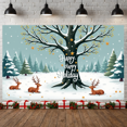 thumbnail image 5 of Snowy Landscape Happy Holiday Winter Wonderland Reindeer Christmas Banner for Holiday Decoration Festive Party Winter Celebration, 5 of 9