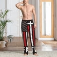 thumbnail image 2 of Balery USA Flag Cross Pantalones de pijama para hombre, pijama ultraligero, pantalón de descanso-Medium, 2 of 6