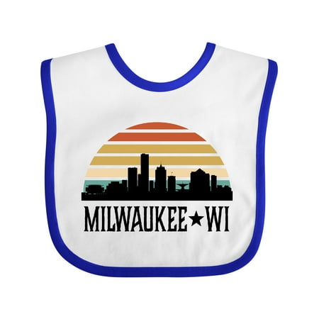 

Inktastic Milwaukee Wisconsin Skyline Retro Sunset Gift Baby Boy or Baby Girl Bib