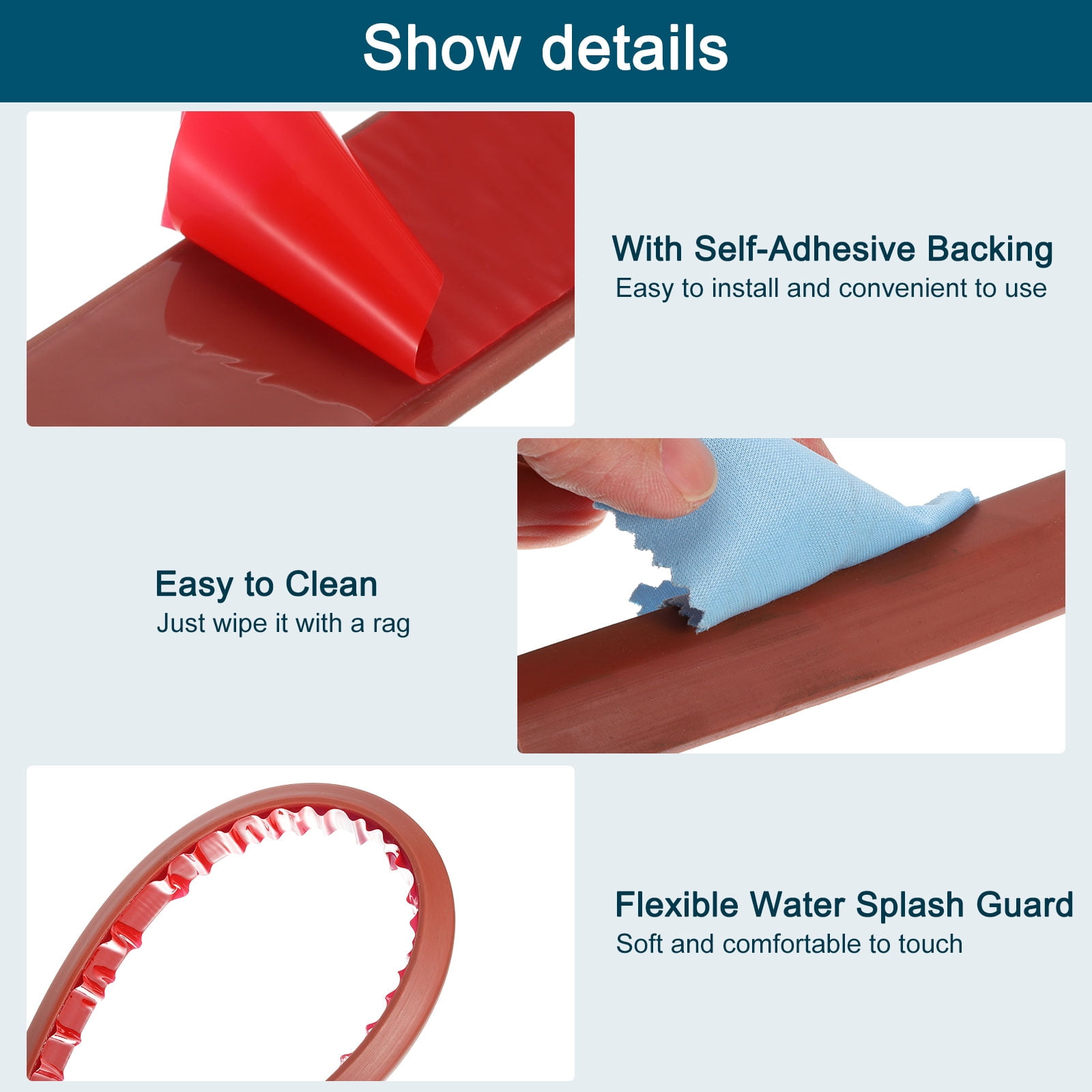 REGALWOVEN Collapsible Shower Barrier Stopper Triangle Water Guard Blocker for Wet and Dry Separation Brown 39 inch