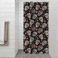 thumbnail image 2 of Black Colorful Skull Flower Pattern Shower Curtain 36"x72" ,Bathroom Decorative Shower Curtains Set with 12 Hooks,Modern Waterproof Washable Shower Curtain, 2 of 6