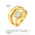 thumbnail image 2 of PAURO Women Stainless Steel Ring Cubic Zirconia Heart Double Layers Wedding Band Gold Size 9, 2 of 4