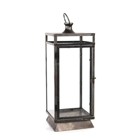 Melrose 45703 Black Metal Lantern, 20.5" H, Metal/Glass