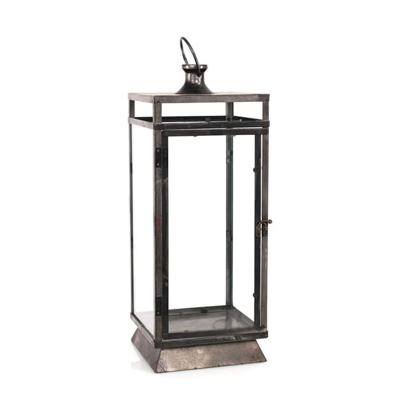 Melrose 45703 Black Metal Lantern, 20.5" H, Metal/Glass