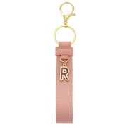 Time and Tru Faux Leather Initial "R" Monogram Keyring Clip, Pink