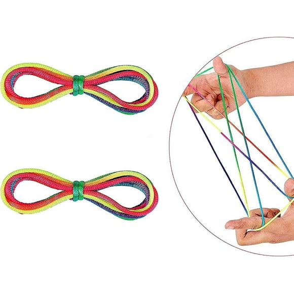 Rainbow Finger Rope Toy Set - 160cm Length, Cat's Cradle Game, Creative Stimulation