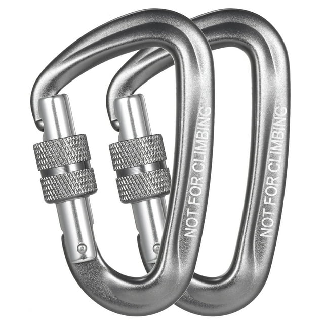 2 Pcs Pinces Mousqueton Boucles en Forme de D avec Vis Verrouillage pour Randonnée Camping