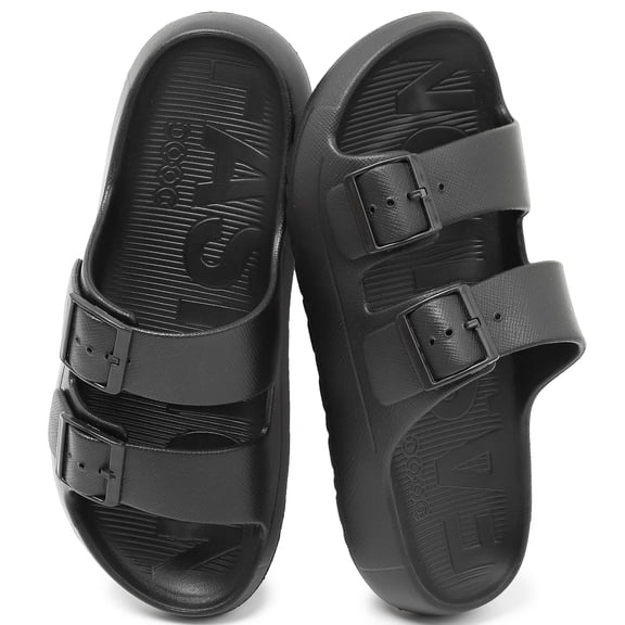 Northblanc Men’s Lightweight Comfort Slides Double Buckle Slip-on Adjustable EVA Flat Sandals